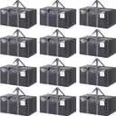 12 Pack Extra Heavy Duty Large Moving Bags with Strong Zipper & Comfortable Handles, Sturdy & Durable Clothes Storage Bags Totes Bins, Packing Moving Boxes for College Supplies, Gray
