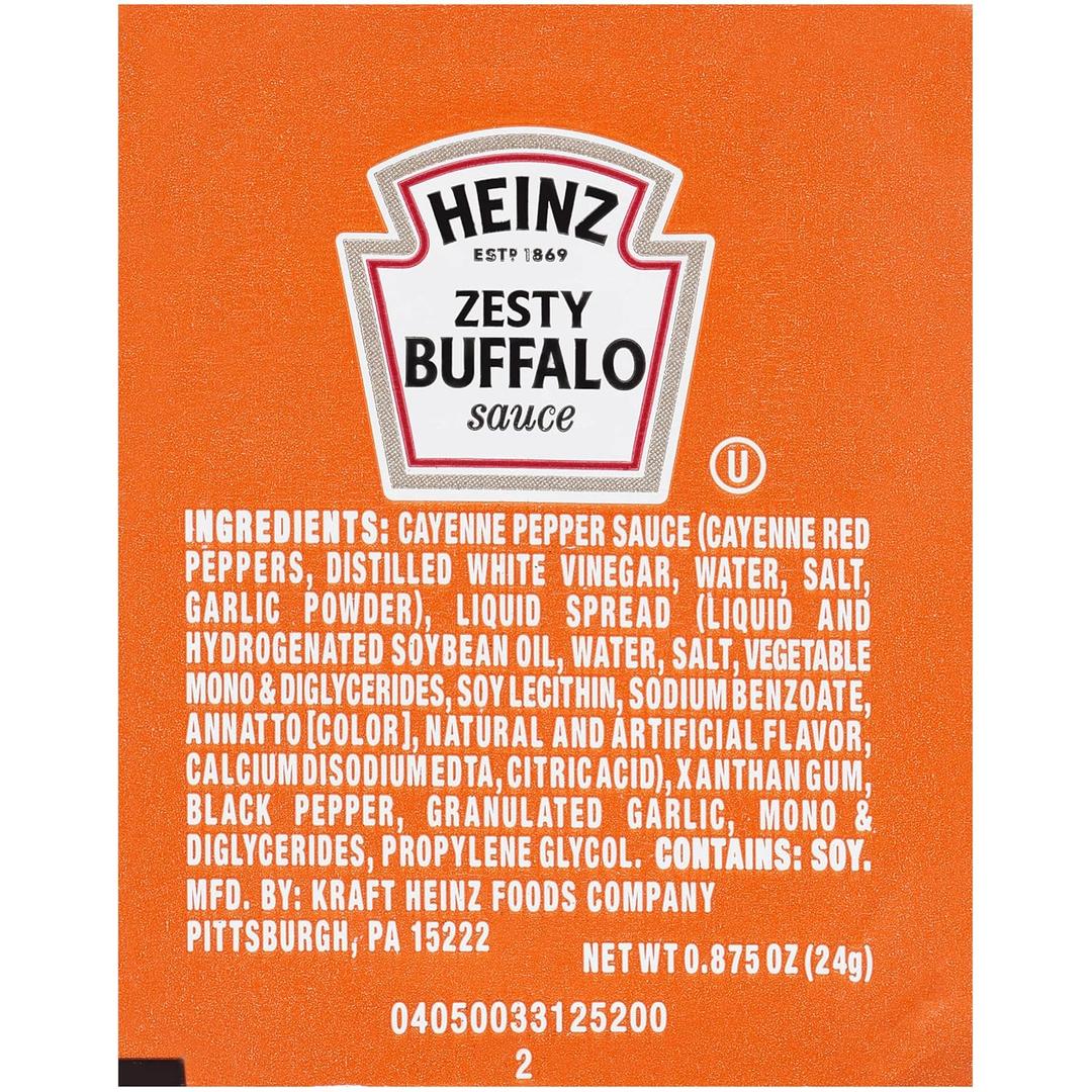 Heinz Zesty Buffalo Sauce Single Serve, 0.875 Oz, 100 Count BBD 09/24/25