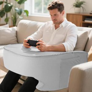 ASIEIT Lap Desk for Adults, 23.2" D x 20.8" W Memory Foam Gaming Pillow Desk with Arm Rest & Pocket, Bed Desk & Reading Pillow for Working, Gaming, Crochet on Couch, Bed, Carpet