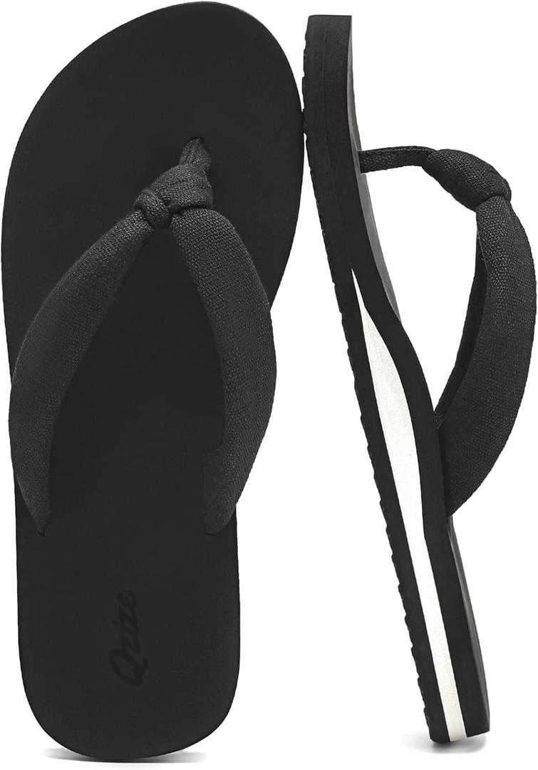 Flip Flops for Women,Yoga Mat Flip Flops Women,Beach Thong Sandals for Women,Indoor and Outdoor Womens Flip Flops (8, Black)