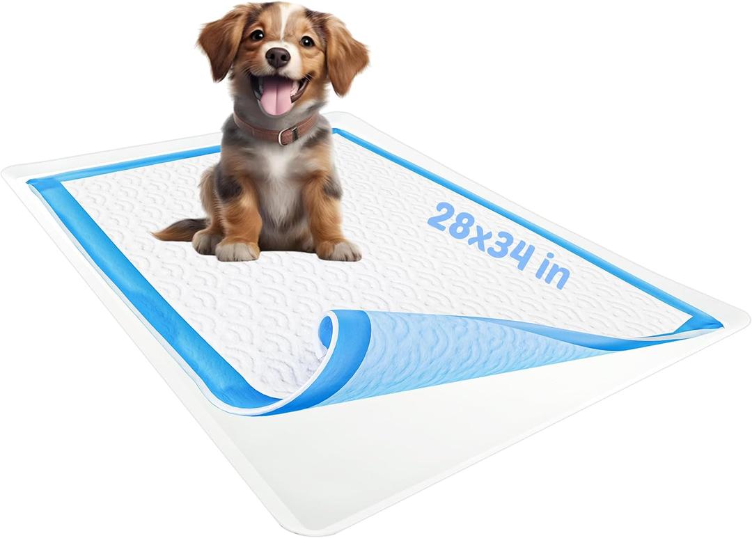 TidyFriend Dog Pee Pad Holder Tray Fits for 28” x 34” Wee Wee Pee Pads  Stable Grip, Raised Edges, QuickWipe Silicone Surface Dog Potty Tray Holder for Indoor Flooring Protection (White)