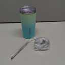 BJPKPK 20 oz Insulated Tumbler Stainless Steel Color Block Coffee Mug Vacuum Double Wall Thermal Travel Cup With Lids And Straw,Mint