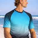 2-Pack Swim Shirts for Men UPF 50+ Loose Fit Rash Guard, Quick Dry UV Sun Protection Short Sleeve Shirt (Red, S)