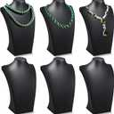 Kigley 6 Pcs Black PU Leather Jewelry Bust Display Necklace Holder Stand Necklace Mannequin Holder for Jewelry Display Trade Show(13.39 x 3.94 x 8.07 Inches)