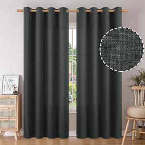 BGment Faux Linen Curtains for Living Room 84 Inch Length 2 Panels Set, Burlap Textured Thick Long Curtains Light Filtering Privacy Window Drapes with Grommet, 52 Inch Wide Each Panel, Dark Grey (52"W x 84"L (Pack of 2))