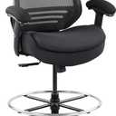 BOLISS 400lbs Mid Back Mesh Ergonomic Drafting Chair Big Adjustable Foot Ring Height Adjustable Armrest (Black) ﻿