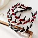 Vintage Pearl Beaded Headbands for Women High Cranium Hairband with Teeth Brown Red Black Wavy Comb Headband White Pearl Hairbands Fall Winter Fashion Hair Accessories for Bride Wedding Party 3Pcs