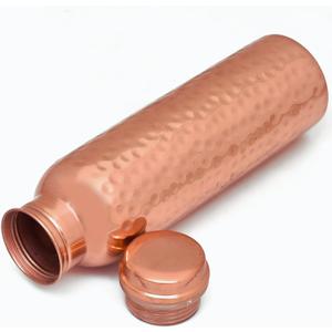 NZM 34oz Pure Copper Water Bottle for Drinking  Leak Proof Lid  1000 mL Ayurvedic Hammered Copper Water Bottle