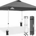 EAGLE PEAK Pop Up Canopy Tent with Wheeled Carry Bag, 8 Stakes, 4 Ropes, 4 Weight Bags, Easy Set Up Tent Canopy, 10x10 ft, 100sqft of Shade, Gray