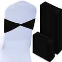 CHENGU 100 Pcs Spandex Chair Sashes Plain Bow Wedding Royal Chair Bands Without Buckle Birthday Decorations Elastic Ties Spandex Slider Sashes for Events Party Ceremony, (Black)
