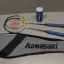 Kawasaki Badminton Set Professional Graphite Badminton Racket Lightweight & high Performance for Sports, Training and Entertainment Including 3 Badminton shuttlecocks & 2 overgrips & Carrying Bag