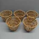 Tujoe Small Rattan Bell Lamp Shade Boho Handwoven Barrel Rattan Chandelier Shades Replacement for Table Floor Lamp Pendant Light Fixtures, 5.5" H x 5.9" D, 2.76" Fitter(5Pcs,Boho,Normal)