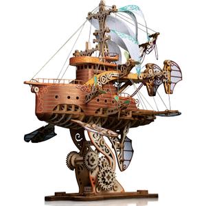 GuDoQi 3D Wooden Puzzles for Adults, DIY Fantasy Spaceship Model Kit, Educational Brain Teaser for Adults to Build, DIY Assembly Kit, Woodcraft Kit, Make Your Own Gifts for Christmas Day