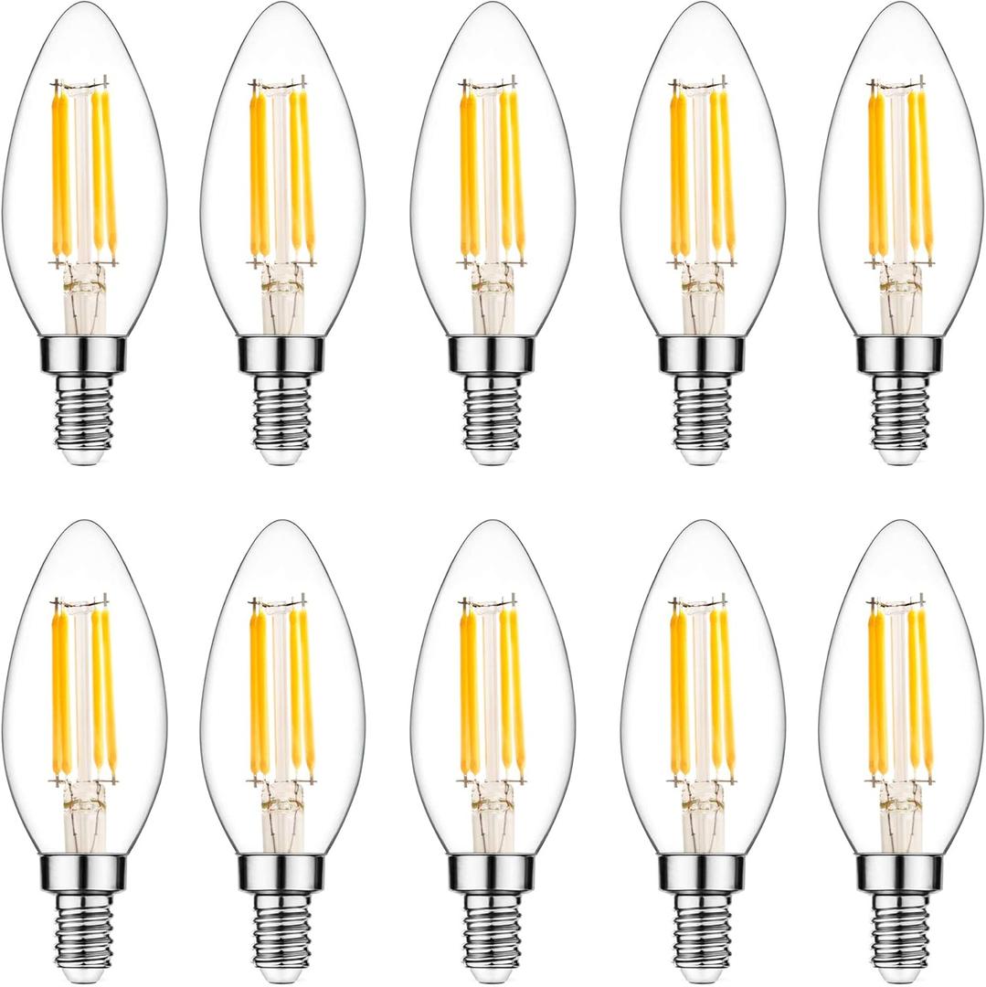 Raheem E14 LED Bulb, Dimmable, 110v 300 Lumens 2700k 40w Equivalent, Best Replacement for Halogen and Incandescent Bulb, Candelabra LED Bulbs, 10 Pack (Warm White)