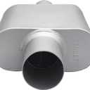 Universal 2.5" (ID) Inlet 2.5" (ID) Outlet Single Chamber Muffler - 13" Total Length (7x9x4 in Body), Aluminum Coated Exhaust with Internal Baffle to Produce Aggressive Deep Sound (2 Pack)