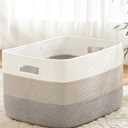 Blanket Basket,Rectangle Woven Baskets for Storage,30L Laundry Basket for Decorative Nursery Blanket,Toys,Dirty Clothes and Magazine in Shelves,Baby Room,and Living Room (Gray)