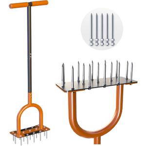 39in Lawn Aerator Spike Tool with 304 Stainless Steel Spikes Heavy Duty Lawn Aerator with Wide Foot Plate Rubber Handle for Soil Aeration, Grass & Yard Care