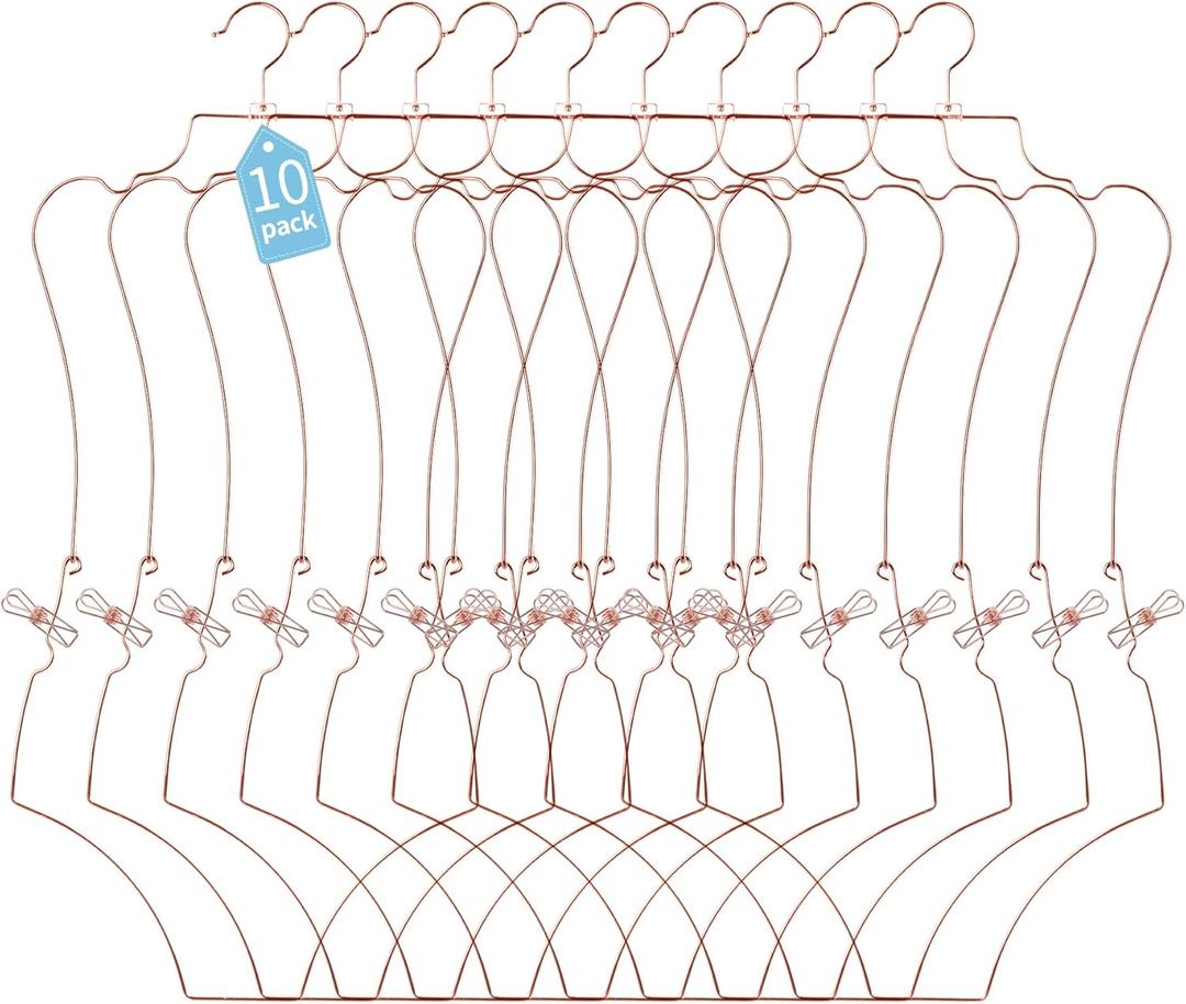 Stylish Body Shape Bikini Hanger Wire Display-Metal Lingerie Hangers for Swimsuits and Bathing Suits Hangers - Showcase and Organize Your Swimwear Collection with Elegance Pink Gold(Set of 10)