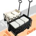Wagons Carts Foldable, Collapsible Wagon, Foldable Wagon Cart with Wheels, Folding Wagons for Beach Camp Sports Garden, 2 Cup Holders/Lightweight Portable/Black/360 LBS