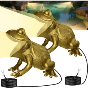 OSREE 6W Brass Pond Light LED Underwater, 12V Low Voltage Frog Underwater Pond Light 2700K, IP68 Waterproof Submersible Ponds Lights for Outdoor Ponds Fountain Waterfall Water Feature, 2 Pack