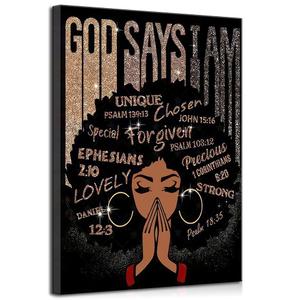 KecKoth God Says I Am Canvas Wall Art 16x24 Inch