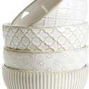 getstar Ceramic Bowl, Small Dessert Bowls Set of 4 with Assorted Embossment (4.5 inch & 10 oz), Farmhouse Vintage Color Bowls for Kitchen