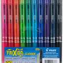 Pilot FriXion Clicker Erasable, Refillable & Retractable Gel Ink Pens Fine Point 0.7mm, Erasable Pens, Assorted Color Inks, 10-Pack Pouch