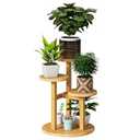 FILWH Plant Stand Small Bamboo Plant Stand Outdoor Indoor Movable Flower Stand With Wheels Plant Shelf Pot Holder Plants Corner Display Rack Multiple Planter For Living Room Balcony Garden Patio