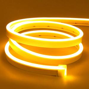 Lamomo LED Neon Lights, 16.4ft Yellow LED Strip Light, 12V 0.39In/Cut Silicone Waterproof Neon Rope Light, DIY Neon Sign for Bedroom Indoor Outdoor DecorationPower Adapter not Included (6mmx12mm)