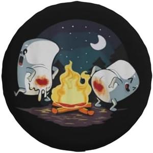 Spare Tire Cover with Marshmallow Campfire Pattern Wheel Protectors Weatherproof Wheel Covers Universal Fit for Truck SUV Rv Travel Camper Trailers Accessories 14inch
