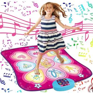 SUNLIN Dance Mat - Rhythm Step Play Mat - Dance Game Toy Pad with LED Lights, Gift for Kids Girls 3-12, Adjustable Volume, Built-in Music, 3 Challenge Levels
