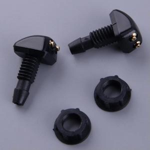 2pcs Car Front Left Right Dual Holes Windshield Wiper Washer Water Spray Nozzle Jet Adjustable Black, For Universal