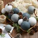 Waipfaru 14Pcs Large(3.15/2.36") Neutral Textured Christmas Balls Ornaments Vintage Rustic Christmas Tree Decorations Shatterproof Hanging Ball for Xmas Farmhouse Decor(Winter Twilight Color) (White Gray and Dark Blue)