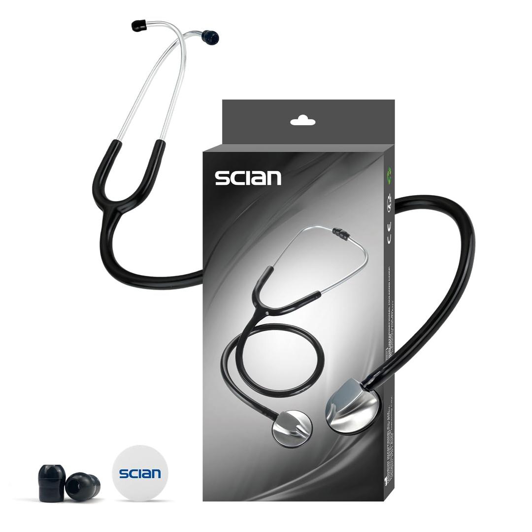 SCIAN Stethoscope for Nurse - Deluxe Single Head Stethoscope for Medical and Clinical Use, Perfect Work for Nurse Doctor Pediatric Infant (Black)