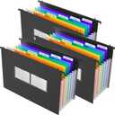 Plastic Expanding Hanging File Folders for Filing Cabinet,1/3-Cut Tab, 7 Pockets Accordion Dividers Folder Multi-Color Tabs, Large Capacity Hanging Organizer Letter Size (Legal Size 3 Pack)