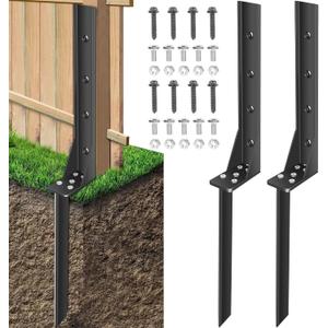 Fence Post Repair Kit, Heavy Duty Fence Post Repair Stakes, Fences Post Anchor Ground Stakes, Fencing Repair Kits for Wood Posts, Repair Tilted and Broken Wood Support (2 Pcs)