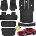 Tesla Model Y Juniper Floor Mats 2026 2025 Full Set All Weather Non-Slip Floor Liner for New Model Y 2025 2026 Cargo Mats and Seat Back Cover Protector-Tesla Model Y Trunk Mat, (25-26) 10PCS For Tesla Model Y