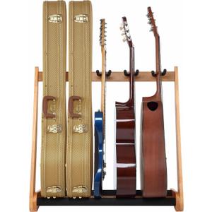 Nefelibata Multi-Purpose Guitar Stand 5 Stands Wooden Guitar Stand Floor Stand for Guitars and Cases, Electric Guitars, Acoustic Guitars, Bass Guitars, Cellos - German Ash-Log