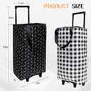 Large Foldable Wheeled Shopping cart, Insulated Waterproof Reusable Grocery Bag, Portable Tote for Supermarket Shopping, Travel & Camping (Black)