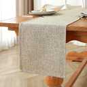 Laolitou Light Brown Table Runners 90 Inches Long, Burlap Linen Texture Farmhouse Boho Table Runner, Rustic Dining Table Decor Long (13x90 Inches, Light Brown)