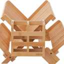 HBlife Bamboo Dish Drying Rack with Utensils Flatware Holder Set, 3-Tier Large Folding Drying Holder for Kitchen Counter, Collapsible Drainer