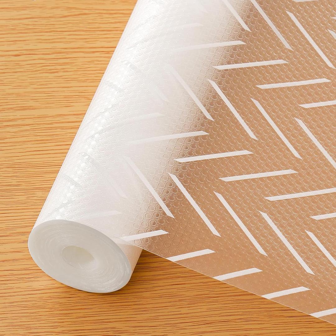 Cooyes Shelf and Drawer Liner for Kitchen Cabinets  Non-Adhesive, Waterproof, Non-Slip Cabinet Liners for Scratch Protection, Desk, Refrigerator, Shelves, Drawers with Modern Pattern (17.5"W x 197"L, Alabaster White)