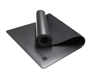 KEEP Professional Yoga Mat for Women and Men, 5mm Non-Slip Natural Rubber for Superior Grip, Eco-Friendly, Premium 72"x26" Exercise Mat for Pilates, and Fitness Workouts, Grey