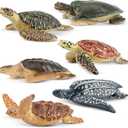 Toymany 6PCS Realistic Sea Turtle Figurines, Plastic Ocean Sea Animals Figures Set Includes of Turtles, Educational Toy Cake Toppers Christmas Birthday Gift for Kids Toddlers