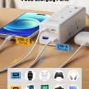 15 Ft Extension Cord with Multiple Outlets, Long Extension with 6 Outlets 4 USB Ports(2 USB C), Flat Plug Surge Protector Power Strip for Home, Office Supplies, Dorm Essentials