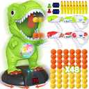 Moveable Dinosaur Shooting Game Toy, KPPIT Shooting Target for Kids with 2 Air Toy Guns, LCD Score Record, Electronic Target, Dinosaur Shooting Toy for Boys Kids 5 6 7 8+ Year Old Christmas Birthday Gift
