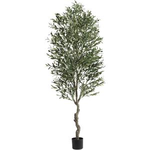 VIAGDO Artificial Olive Tree 7ft Tall Fake Potted Olive Silk Tree with Planter Large Faux Olive Branches and Fruits Artificial Tree for Home Office Living Room Decor Indoor, 2232 Leaves