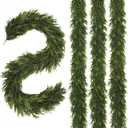 N&T NIETING 9FT Christmas Norfolk Pine Garland, Real Touch Pine Garlands Faux Greenery Garland Winter Christmas Garland for Table Mantle Holiday Indoor Outdoor Xmas Decorations (4 Pcs)