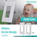 CML Decorator Screwless Wall Plate, 1-Gang Receptacle Outlet Cover, 8 Pack Hidden Screw Smooth Face Switch Plates, Standard Size 2.91"x4.68", UL Listed, White