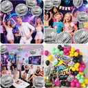 Disco Ball Balloons, 4D Aluminum Foil Balloons Disco Party Decorations, 22inch Large Silver Round Balloon 70s 80s 90s Bachelorette New Year Birthday Graduation Party Decor (12Pcs)